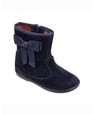 Shop Elephantito Girls' Boots With Bow - Toddler, Little Kid In Suede Navy