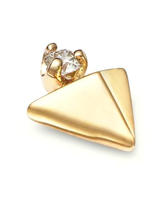 14K Yellow Gold Diamond Pyramid Single Stud Earring