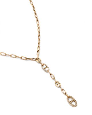 Diamond Link Lariat Necklace in 14K Yellow Gold, 0.50 ct.
