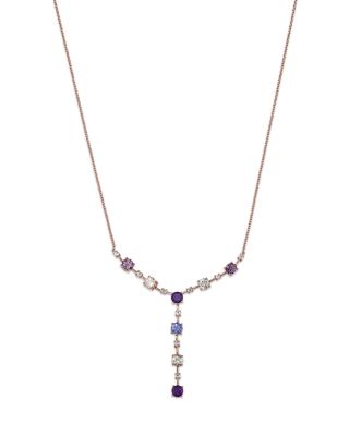 Bloomingdale's Fine Collection - Multi Gemstone & Diamond Lariat Necklace in 14K Rose Gold, 17"