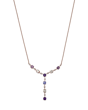 Bloomingdale's Multi Gemstone & Diamond Lariat Necklace In 14k Rose Gold, 17 In Multi/rose Gold