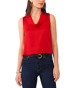 Vince Camuto Hammered Satin Sleeveless Cowl Neck Top In Ultra Red
