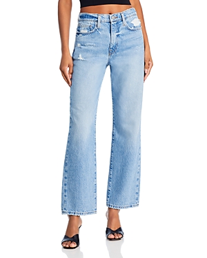 Shop Frame Le Jane High Rise Ankle Wide Leg Jeans In Baines Rips