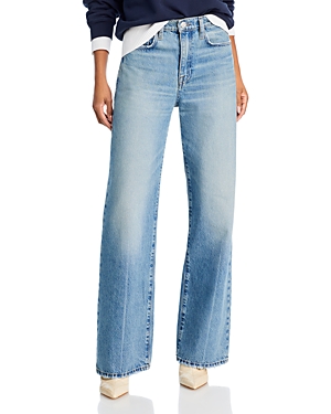Shop Frame Le Jane High Rise Wide Leg Jeans In Varsity