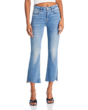 Shop Frame Le Crop Mini High Rise Cropped Bootcut Jeans In Wavey