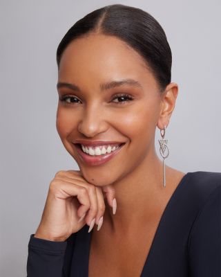 Sterling Silver Signature Caviar Triangle Circle Drop Earrings 