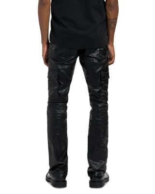 Patent Film Flare Slim Fit Cargo Pants