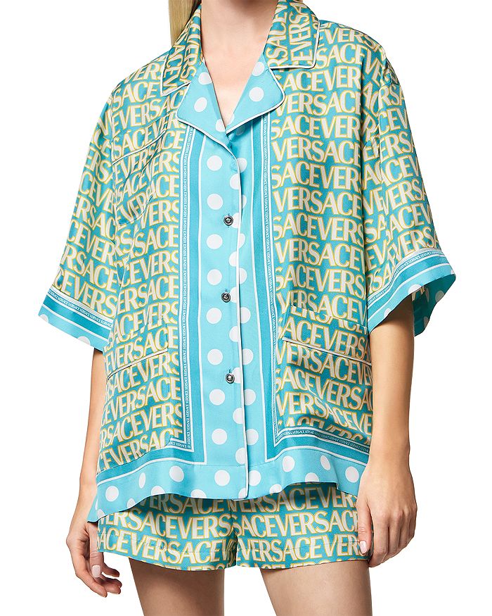 Versace Printed Silk Blend Twill Shirt