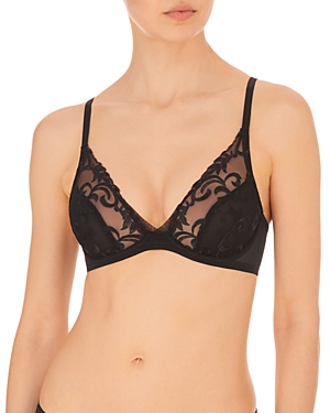 Natori Embellished Embroidered Lace Underwire Bra In Black