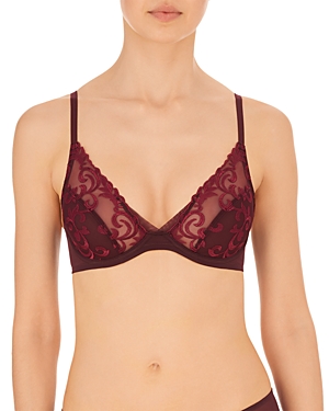 Natori Embellished Embroidered Lace Underwire Bra In Vino/velvet