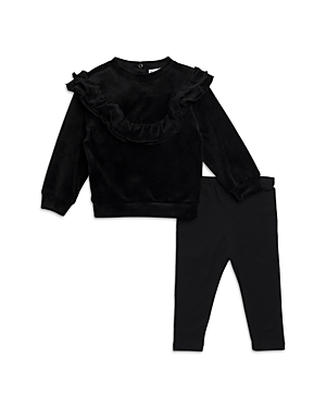 Splendid Girls' Velour Ruffle Sweatsuit - Baby In Black