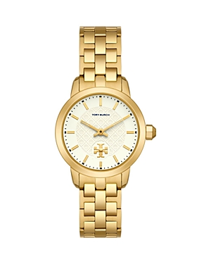 Shop Tory Burch The Tory Watch, 34mm In Cream/gold