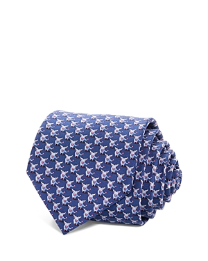 Shop Ferragamo Cow Print Silk Classic Tie In Bluette