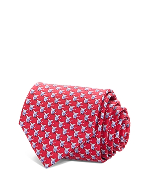 Ferragamo Cow Print Silk Classic Tie In Rosso