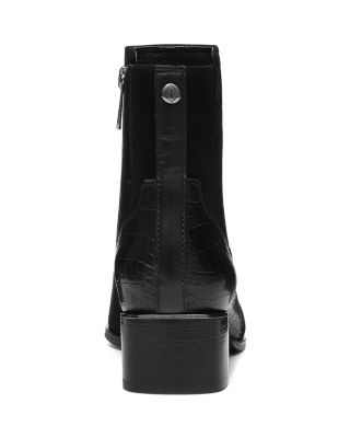 Women's Croc Embossed Trim Block Heel Booties 