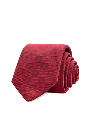 Ferragamo Gancini Print Jacquard Silk Skinny Tie In Rosso