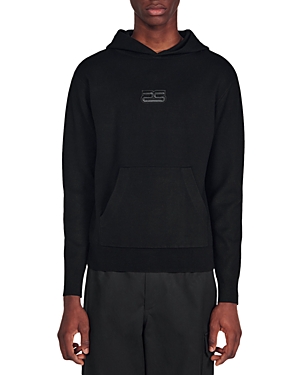 Sandro Embroidered Logo Hoodie In Black