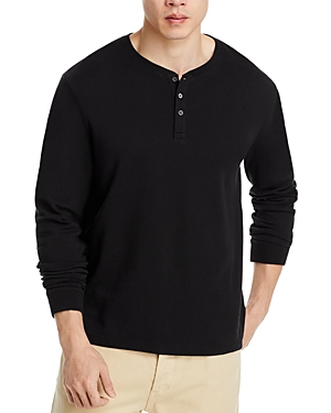 Shop Frame Duo Fold Henley Shirt In Black