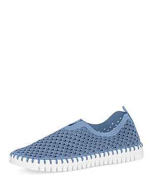 Shop Ilse Jacobsen Women's Slip On Stitched White Platform Sneaker Flats In Blue