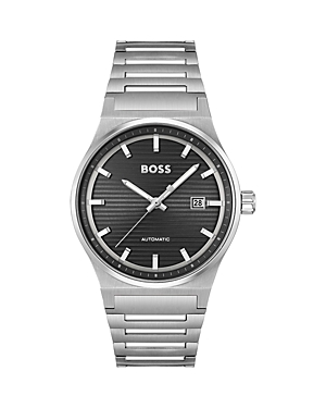 Shop Hugo Boss Candor Automatic Watch, 41mm In Black/silver
