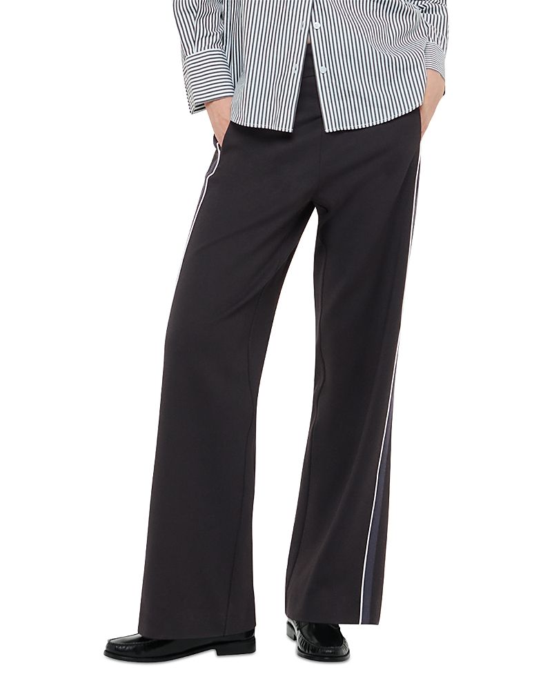 Whistles Edie Striped Straight Leg Pants In Black/multi
