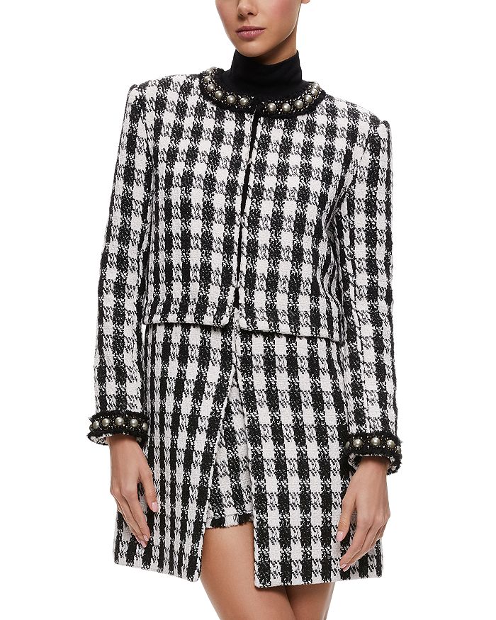 Alice and Olivia Deon Embellished 2 Piece Extendable Check Jacket ...