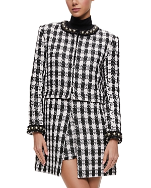Alice and Olivia Deon Embellished 2 Piece Extendable Check Jacket