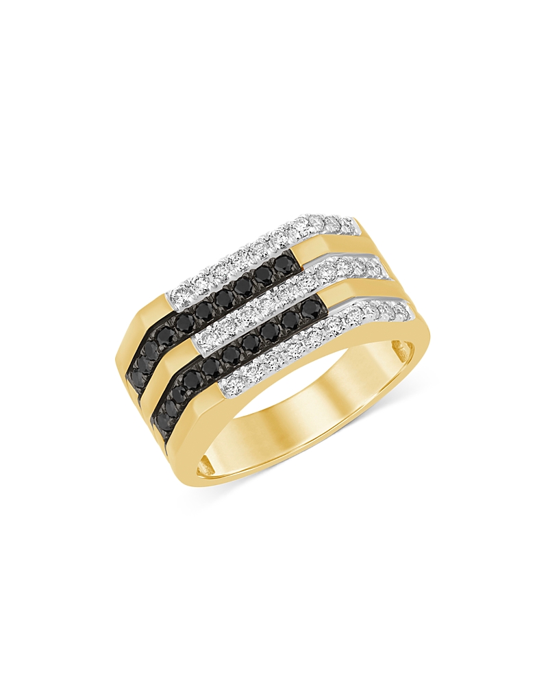 Bloomingdale's Men's Black & White Diamond Multirow Ring In 14k Yellow Gold, 1.0 Ct. T. W. In Black/white