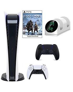 SONY - PS5 Digital GOW Console with Extra Black Dualsense Controller and Dual Charging Dock