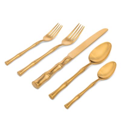 Ricci Argentieri - Bamboo Gold Stainless Steel 20 Piece Dining Set