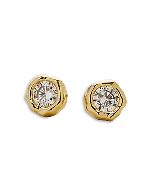 ALEXIS BITTAR MOLTEN BEZEL STUD EARRINGS IN 14K GOLD PLATED