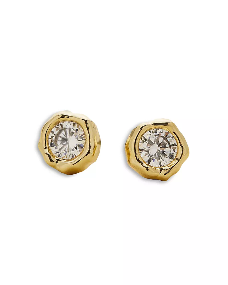 Alexis Bittar Molten Bezel Stud Earrings in 14K Gold Plated