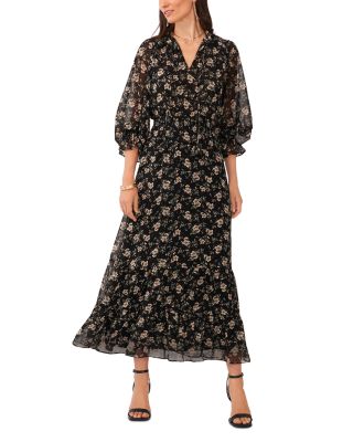 Vince Camuto V Neck Short Sleeve Midi Dress