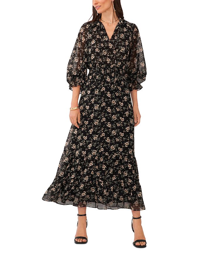 VINCE CAMUTO Floral Print Midi Dress | Bloomingdale's
