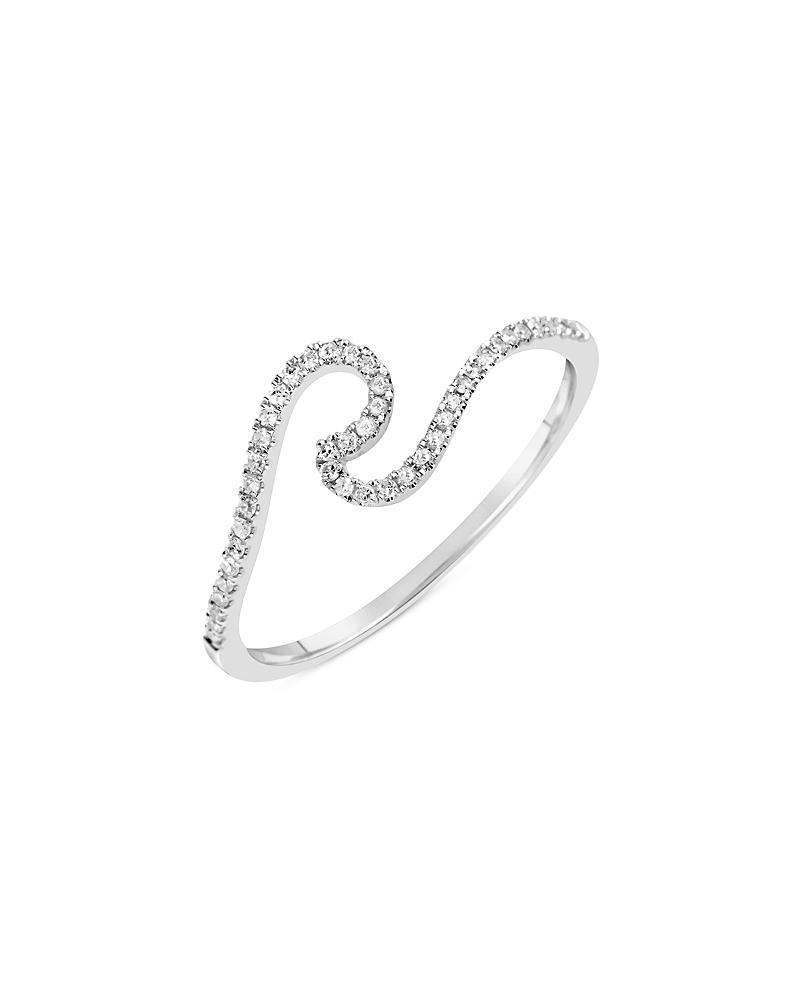 Meira T 14K White Gold Diamond Wave Ring