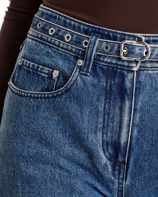 High Rise Wide Leg Belted Jeans in Blue