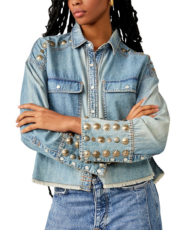 Free people sales studded trucker jacket