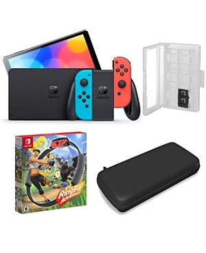 Nintendo Switch Oled in Neon with Ring Fit Game and Accessories Kit
