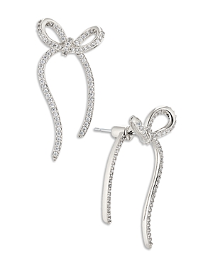 Nadri Pave Bow Front to Back Earrings in 18K Gold Plated