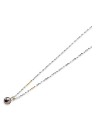 18K Yellow Gold & Sterling Silver Luna Pearl Pendant Necklace, 16-18"