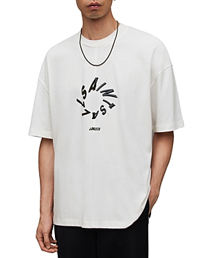 Allsaints Oversized Fit Halo Logo Graphic Tee In Chalk White