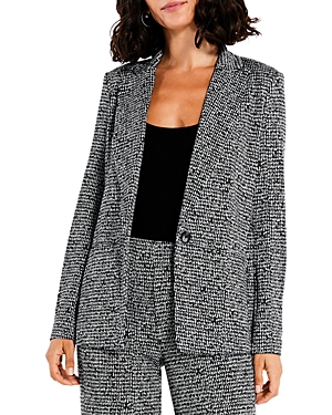 Nic + Zoe Etched Tweed Knit Blazer In Black Multi In Black/white