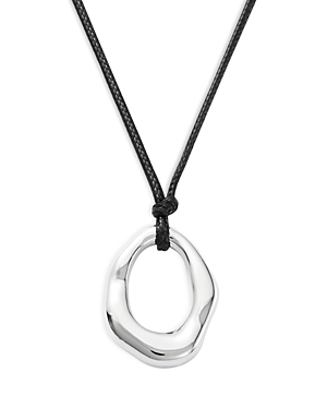 Aqua Oblong Polished Black Cord Pendant Necklace. 14.25-17.25 - 100% Exclusive