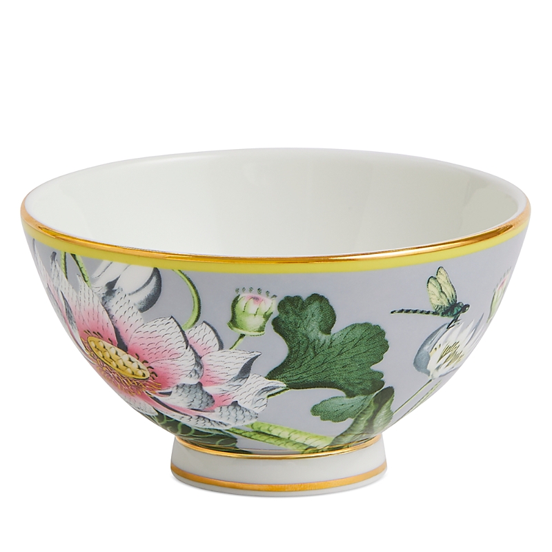 Wedgwood Waterlily Floral-print Gilded Bone-china Bowl 11cm In Multi
