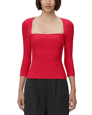 Shop Herve Leger Icon Bandage Square Neck Top In Rio Red