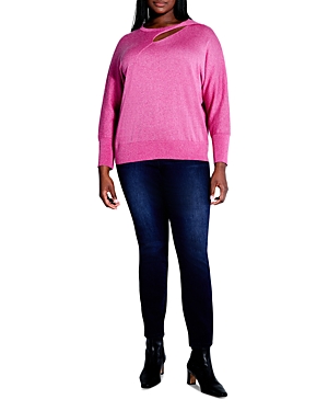 Nic+zoe Plus Soft Sleeve Twist Sweater In Shocking Pink