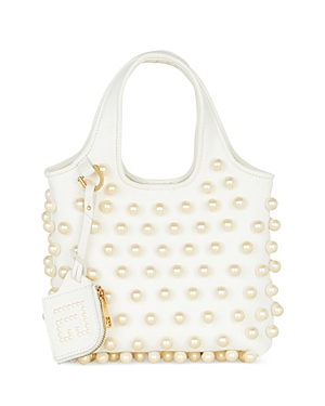 Shop Balmain B-army Imitation Pearl Grocery Bag In Ivory/pearl