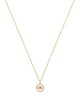 Bloomingdale's - Blue & White Diamond Evil Eye Pendant Necklace in 14K Yellow Gold, 0.50 ct. t.w.