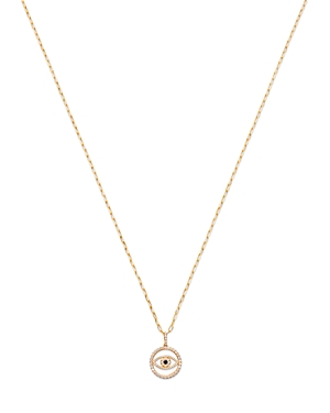 Bloomingdale's Blue & White Diamond Evil Eye Pendant Necklace in 14K Yellow Gold, 0.50 ct. t.w.