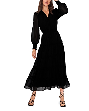 1.state Long Sleeve Tiered Maxi Dress In Rich Black